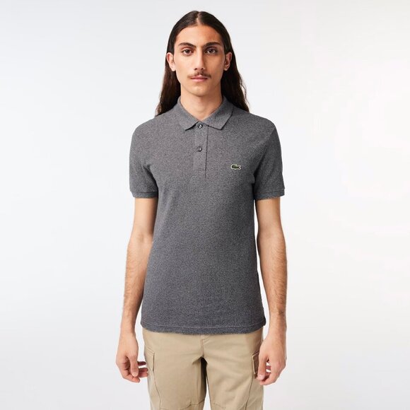Lacoste Mens Slim Fit L.12.12 Piqué Polo Shirt Size M / 4 Short Sleeve Dark Gray - Picture 1 of 11